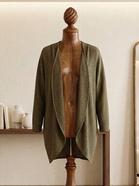 Cake Hunter Green Waffle Knit Open Front Cardigan Size Medium